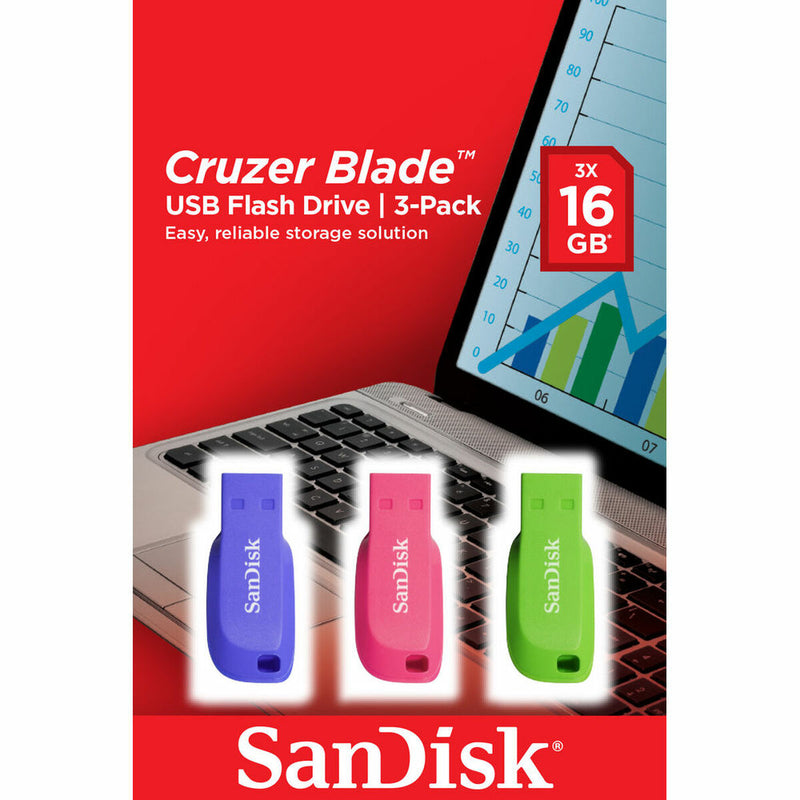 Pendrive SanDisk ‎SDCZ50C-016G-B46T Azul Cor de Rosa Verde 16 GB