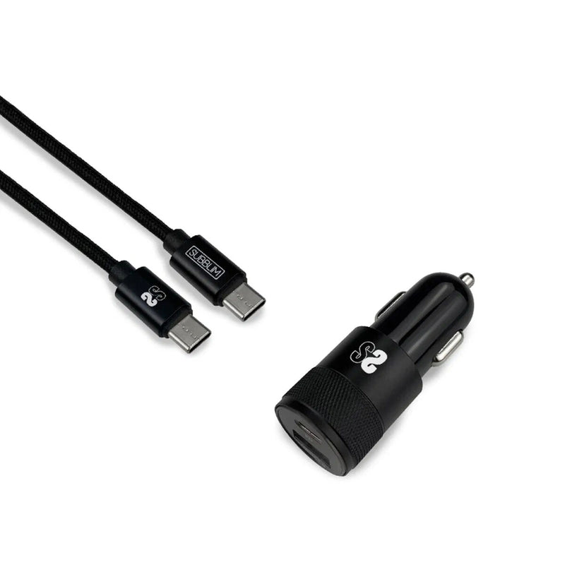Carregador de Auto USB Universal + Cabo USB C Subblim Cargador Ultra Rapido Coche 2xUSB PD18W+QC3.0 + Cable C to C Black