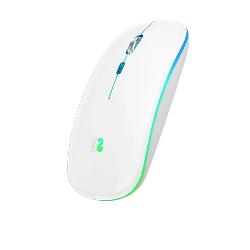 Rato Bluetooth sem Fios Subblim Ratón Inalámbrico Bluetooth + RF RGB LED Dual Flat Mouse White