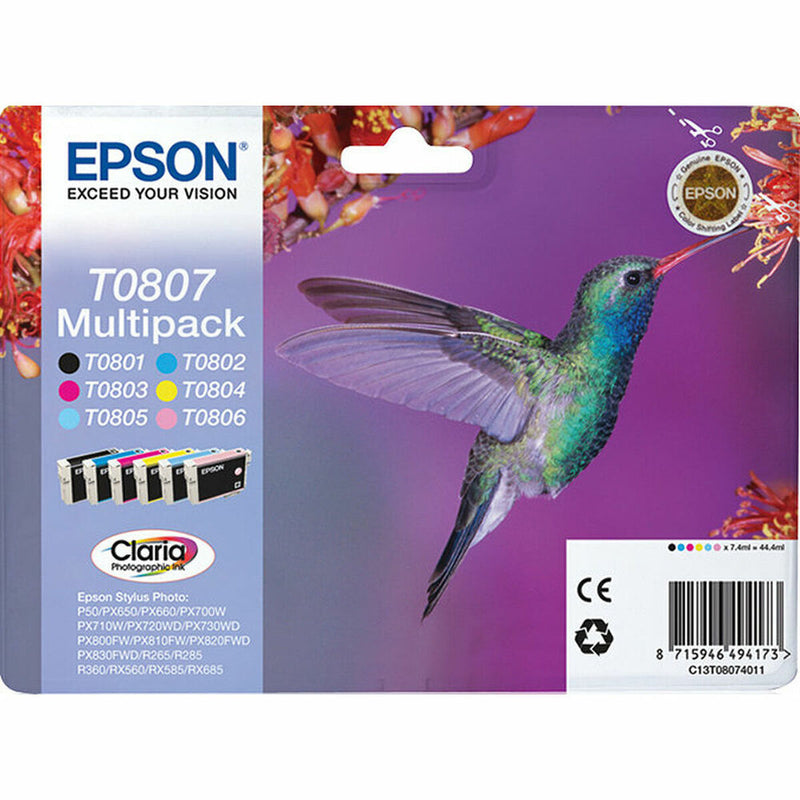 Cartucho de Tinta Original (pack de 4) Epson Multipack T0807 6 colores Multipack T0807 Multicolor