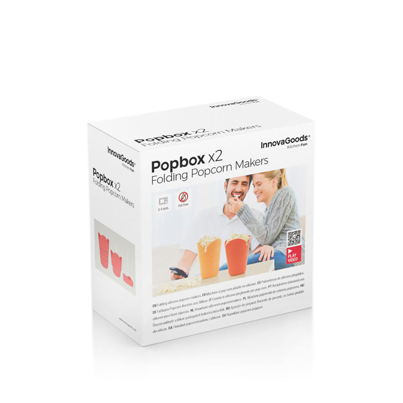 Utensílio para fazer pipocas em silicone dobrável Popbox InnovaGoods (Pack de 2)